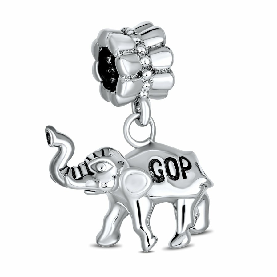 Shop Women Bling Jewelry Dangle Beads | Patriotic Political Party Animal Dangle Bead Charm Sterling Silver