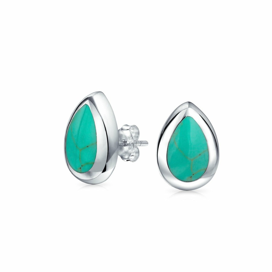 Shop Women Bling Jewelry Stud Earrings | Teardrop Color Gemstones Bezel Set Stud Earrings .925 Sterling Silver