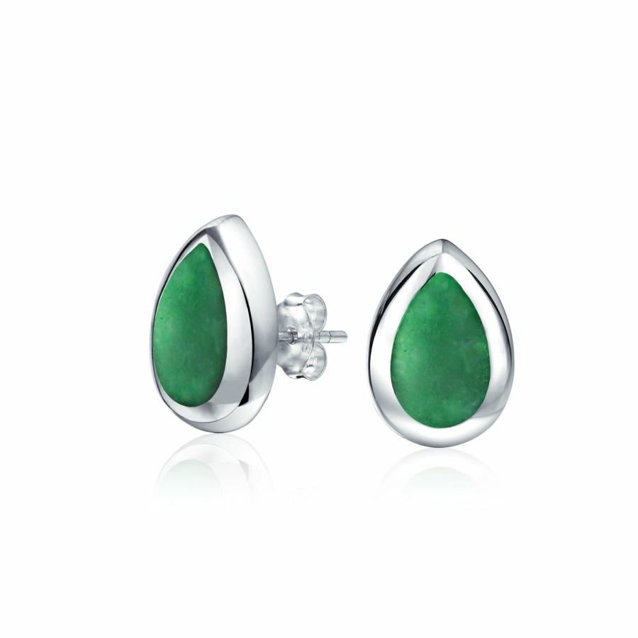 Shop Women Bling Jewelry Stud Earrings | Teardrop Color Gemstones Bezel Set Stud Earrings .925 Sterling Silver