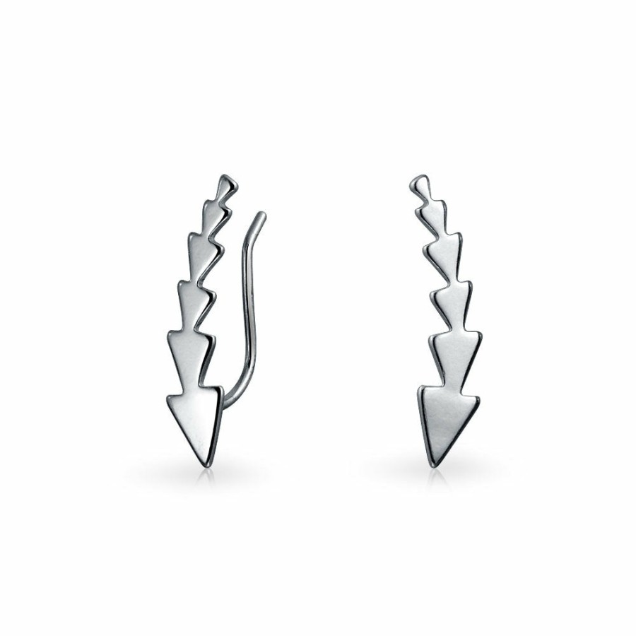 Shop Women Bling Jewelry Ear Cuffs, Cartilage Earrings | Arrow Ear Pin Warp Climbers Earrings Ear Crawlers .925 Sterling Silver