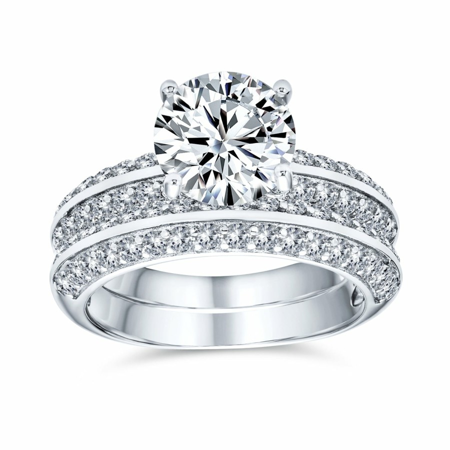 Shop Women Bling Jewelry Wedding Rings Sets | 2.5Ct Solitaire Aaa Cz Engagement Wedding Ring Set .925 Sterling Silver