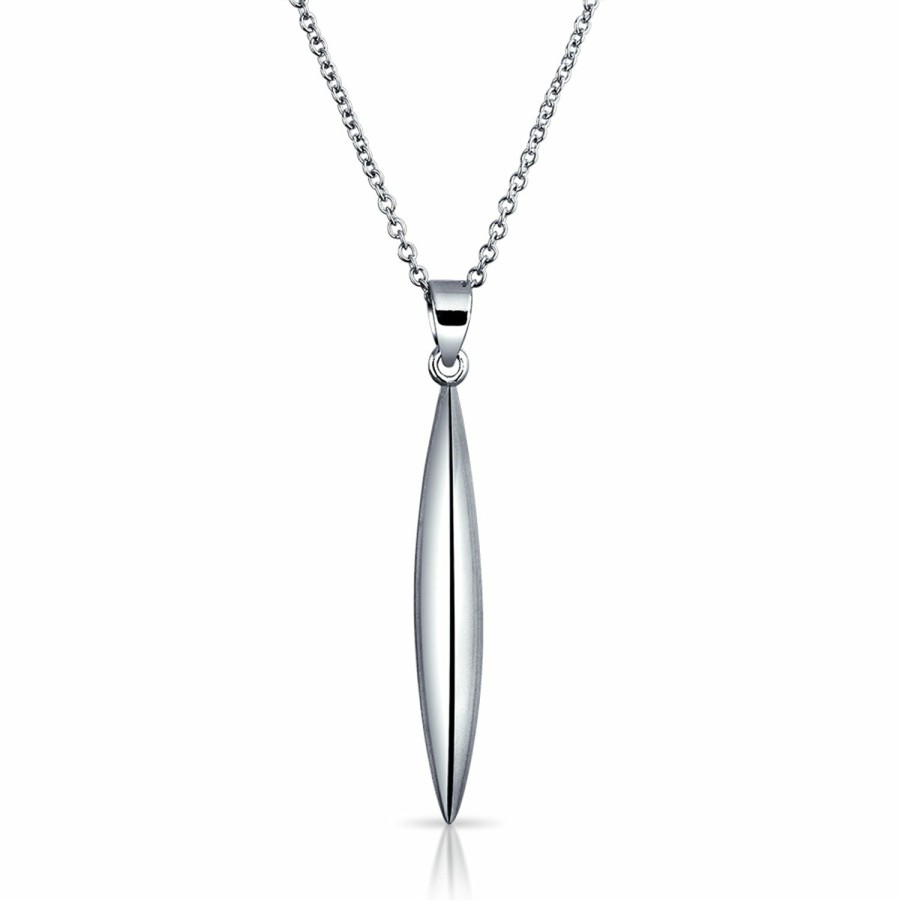 Shop Women Bling Jewelry Pendant Necklaces | Geometric Bar Feather Lever Back Drop Earrings .925 Sterling Silver