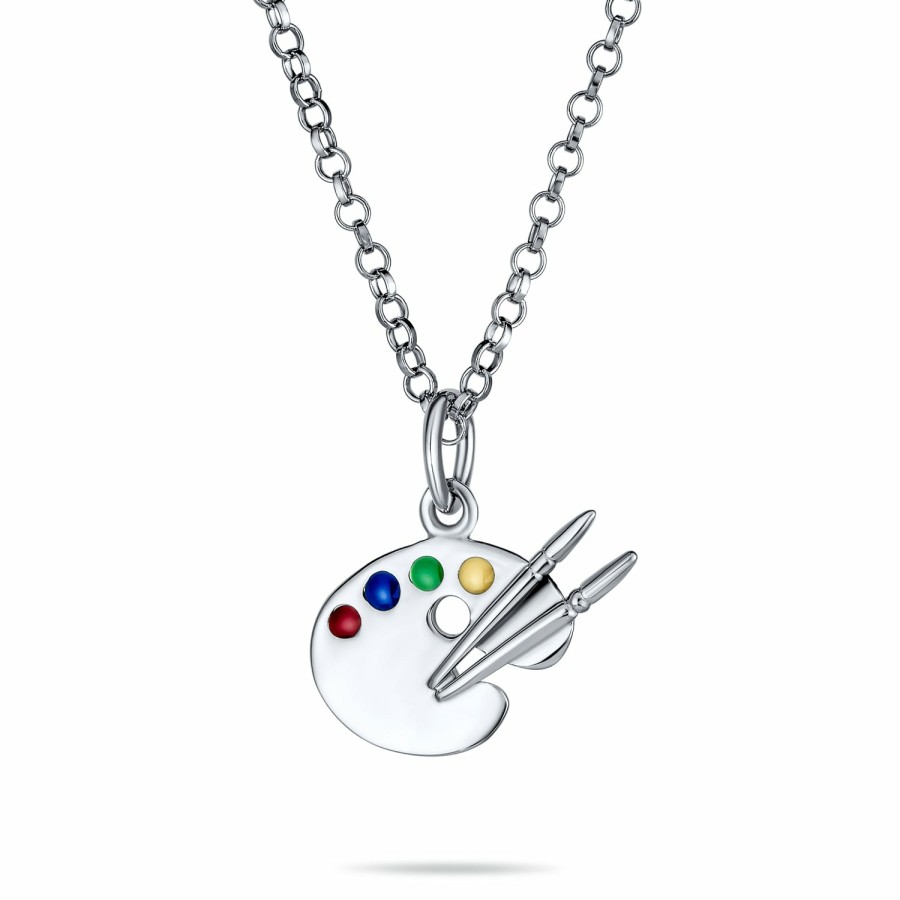 Shop Women Bling Jewelry Pendant Necklaces | Painter Artist Palette Dangle Earrings Pendant Necklace .925 Sterling