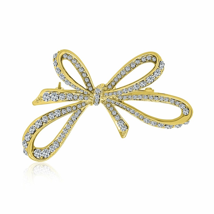 Shop Women Bling Jewelry Pins & Brooches | Bridal Bow Ribbon Pave Crystal Wedding Bridal Brooch Pin