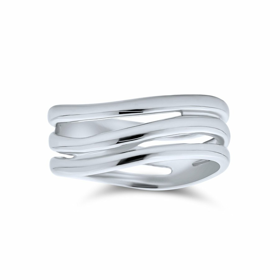 Shop Women Bling Jewelry Unique Rings | Stacking Style Three Row Band Ring Women Polished .925 Sterling Silver