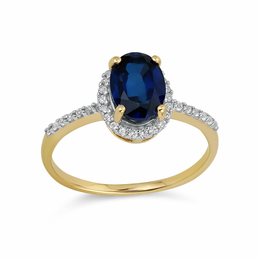 Shop Women Bling Jewelry Engravable Rings | Dainty 1.5-3Ct Oval Created Sapphire Gemstone Citrine Zircon Halo Ring