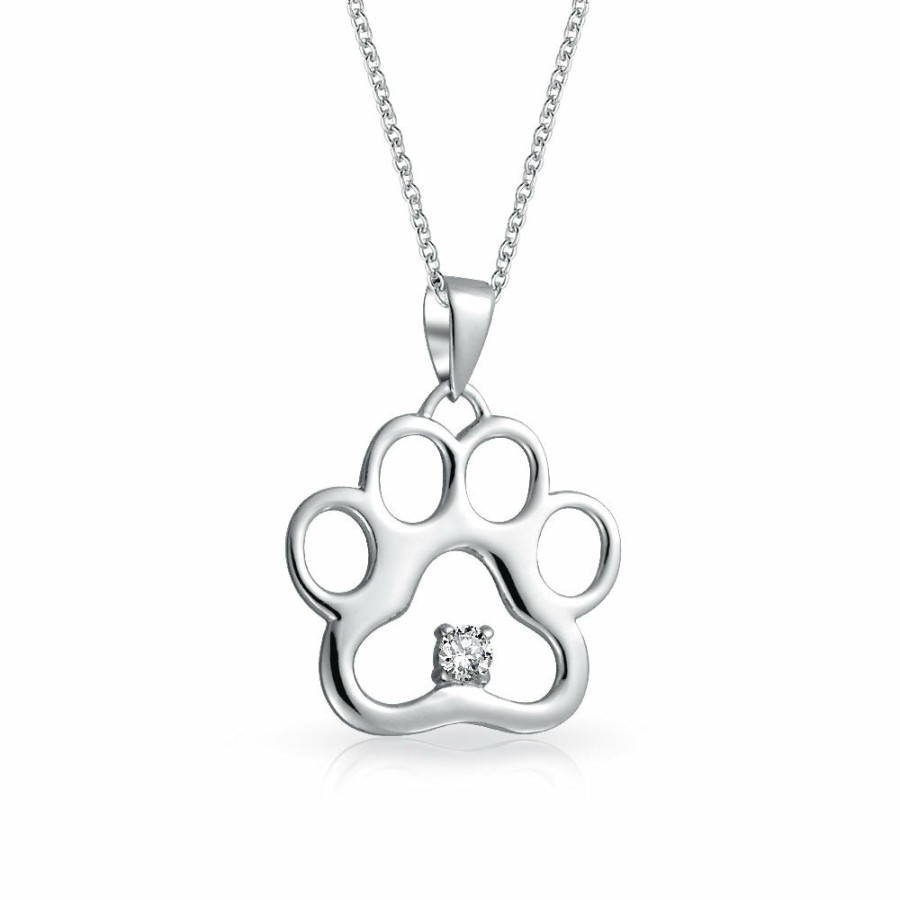 Shop Women Bling Jewelry Engravable Necklaces | Bff Pet Cat Puppy Kitten Heart Dog Bone Charm Paw Print Dog Tag Pendant Necklace