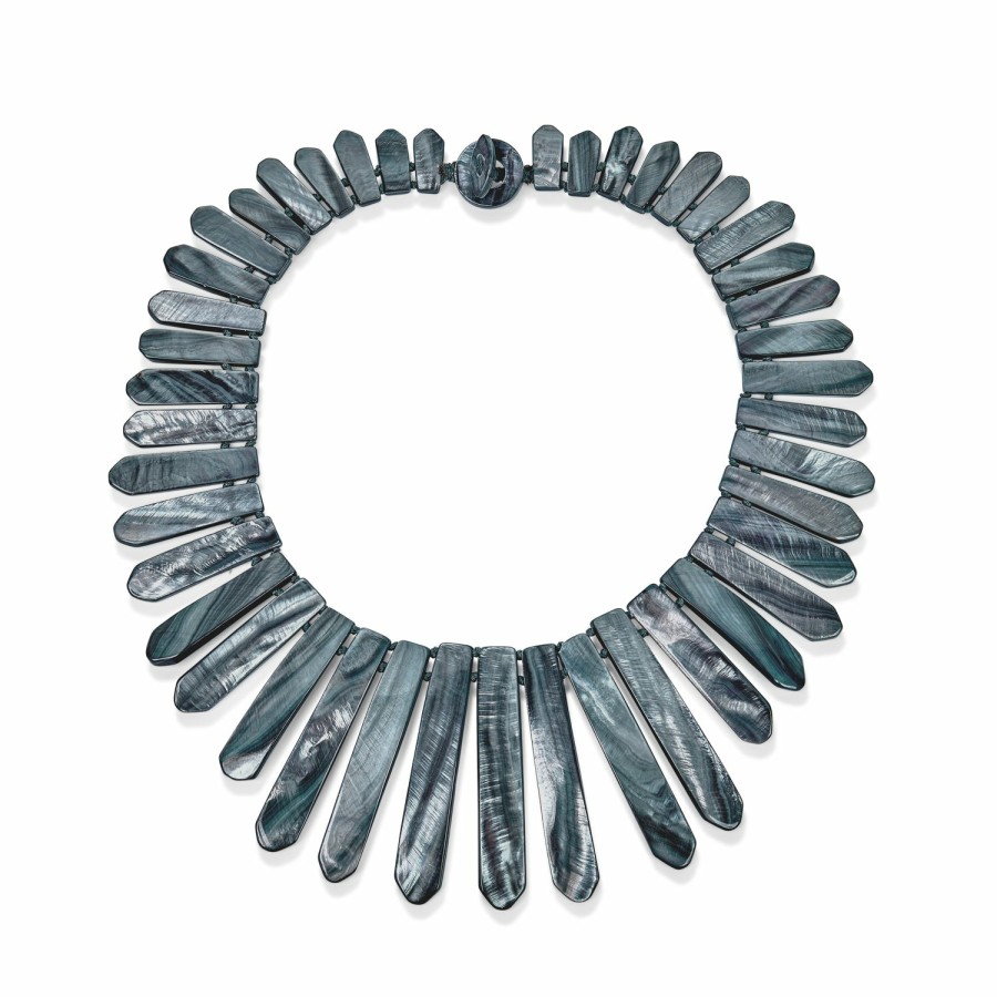 Shop Women Bling Jewelry Statement Necklaces | Silver Shell Tribal Boho Fashion Fan Bib Statement Necklace