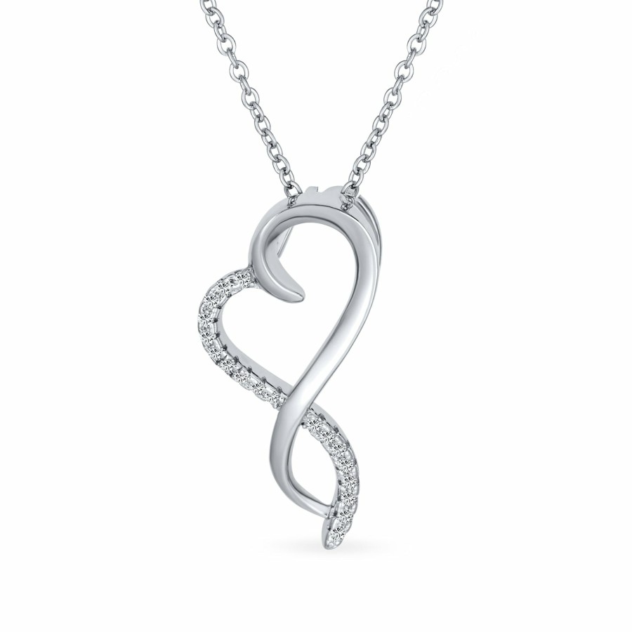 Shop Women Bling Jewelry Delicate Pendant Necklaces | Romantic Pave Cz Infinity Pendant Linking Heart Necklace .925 Silver