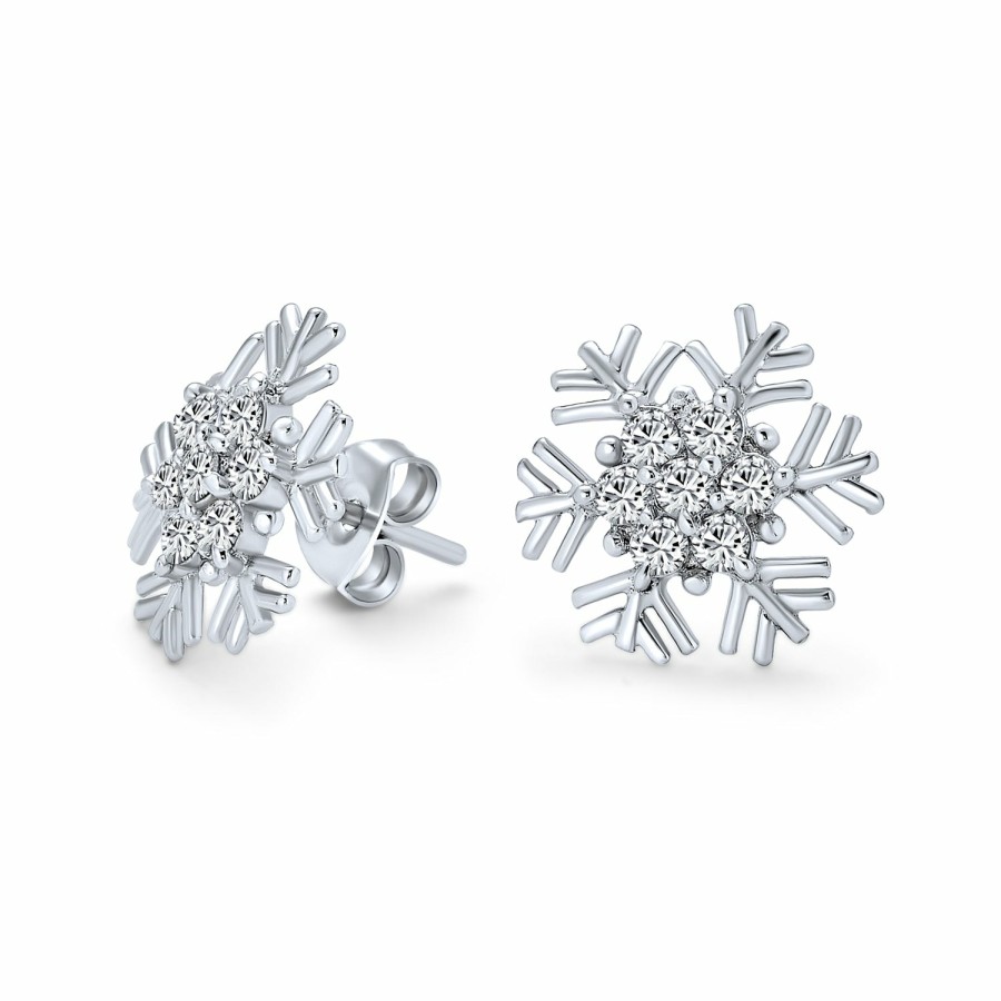 Shop Women Bling Jewelry Stud Earrings | White Cz Snowflake Dangle Stud Earrings Necklace Pendant Sterling