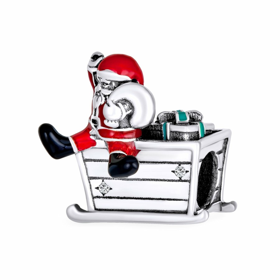 Shop Women Bling Jewelry Christmas Charms Beads | Christmas Tree Snowman, Hat Santa Claus & Sled Charm Bead Enamel .925