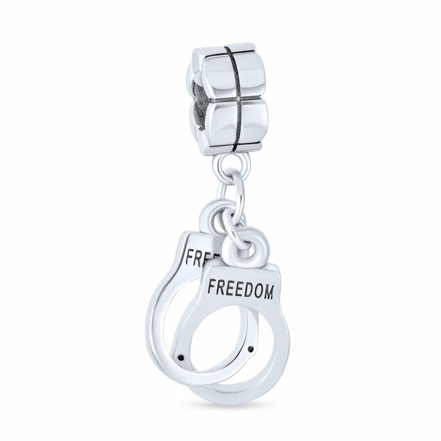 Shop Women Bling Jewelry Charm Bracelets | Handcuff Partners In Crime Shades Of Grey Charm Bead Sterling Silver