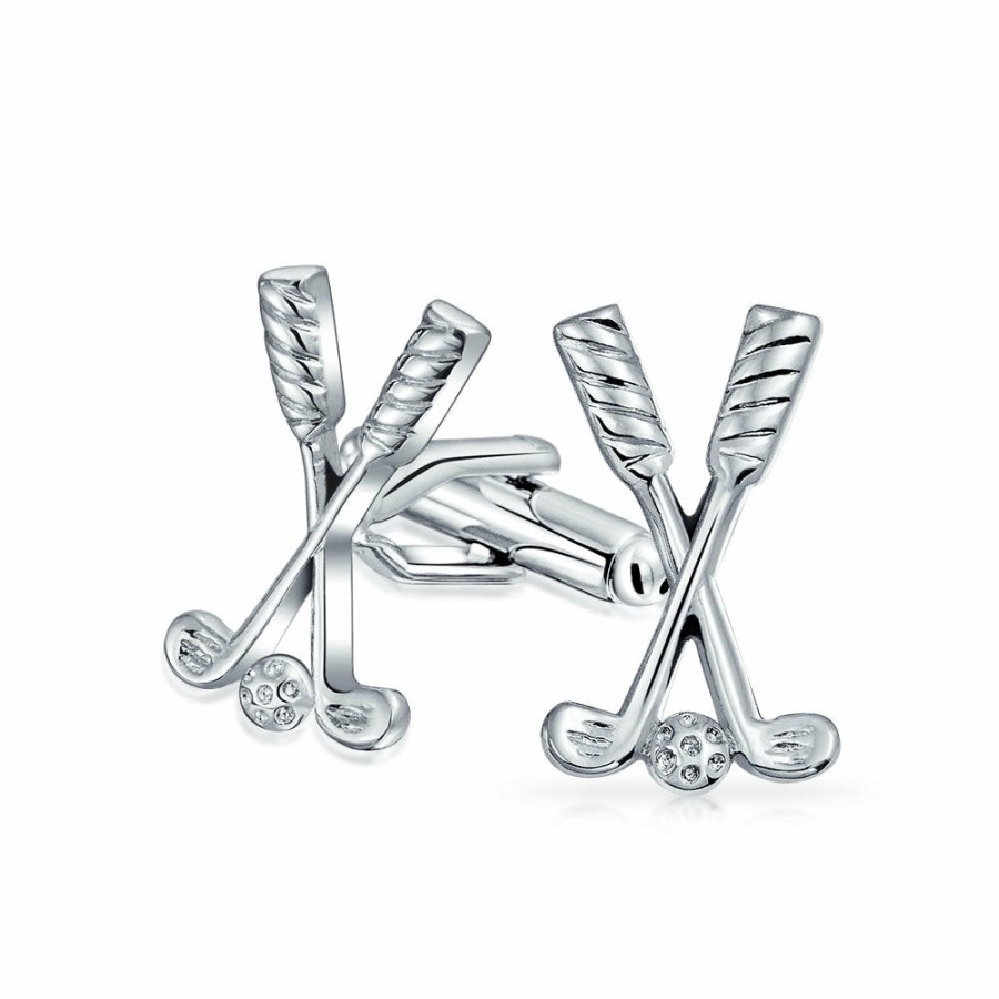 Shop Men Bling Jewelry Cufflinks | Golf Clubs Ball Golfer Sports Coach Shirt Cufflinks Brass