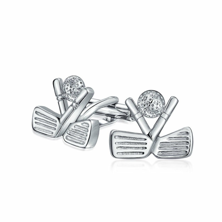 Shop Men Bling Jewelry Cufflinks | Golf Clubs Ball Golfer Sports Coach Shirt Cufflinks Brass