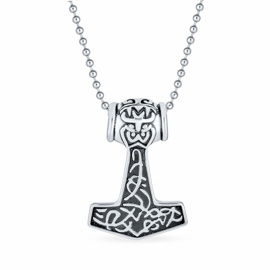 Shop Men Bling Jewelry Mens Pendants & Dog Tags | Celtic Thor'S Hammer Knot Pendant Necklace Stainless Steel With Chain