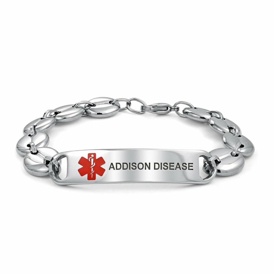 Shop Men Bling Jewelry Mens Engravable Bracelets | Personalize Medical Alert Id Bracelet Mariner Link Stainless Steel 7 8 9