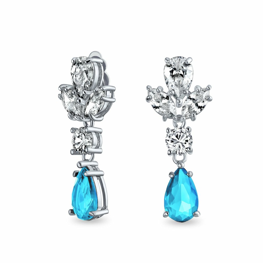 Shop Women Bling Jewelry Clip On Earrings | Teardrop Aaa Cz Chandelier Clip On Earrings Imitation Gemstone Silver