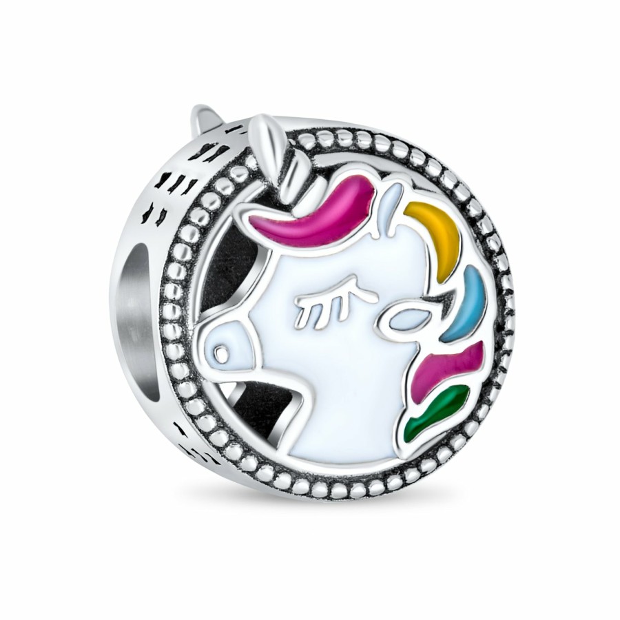 Shop Women Bling Jewelry Unique Charms | Good Luck Cartoon Fairy Tale Mythical Unicorn Charm Bead .925