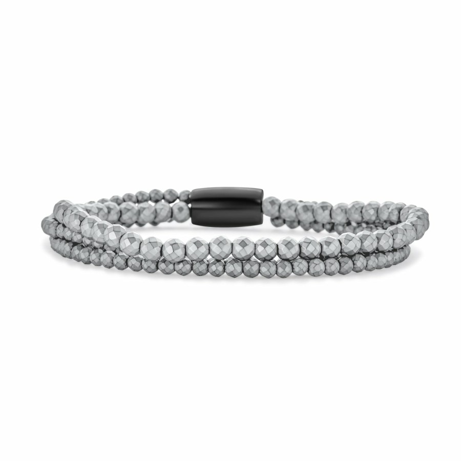 Shop Women Bling Jewelry Wrap Stretch Bracelets | Grey Stacking Multi Strand Hematite Bead Bracelet Women Magnetic Clasp