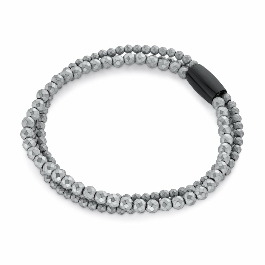 Shop Women Bling Jewelry Wrap Stretch Bracelets | Grey Stacking Multi Strand Hematite Bead Bracelet Women Magnetic Clasp