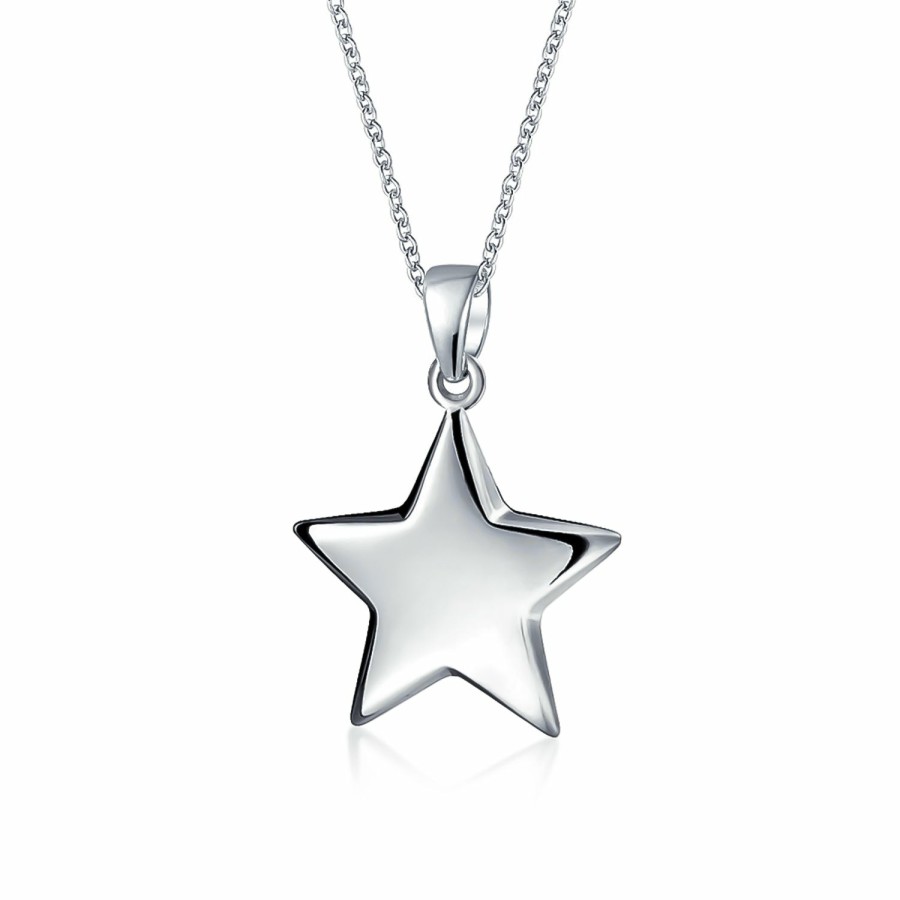 Shop Women Bling Jewelry Engravable Necklaces | Vaxxed Patriotic Star Rock Star Charm Pendant Necklace Sterling Silver