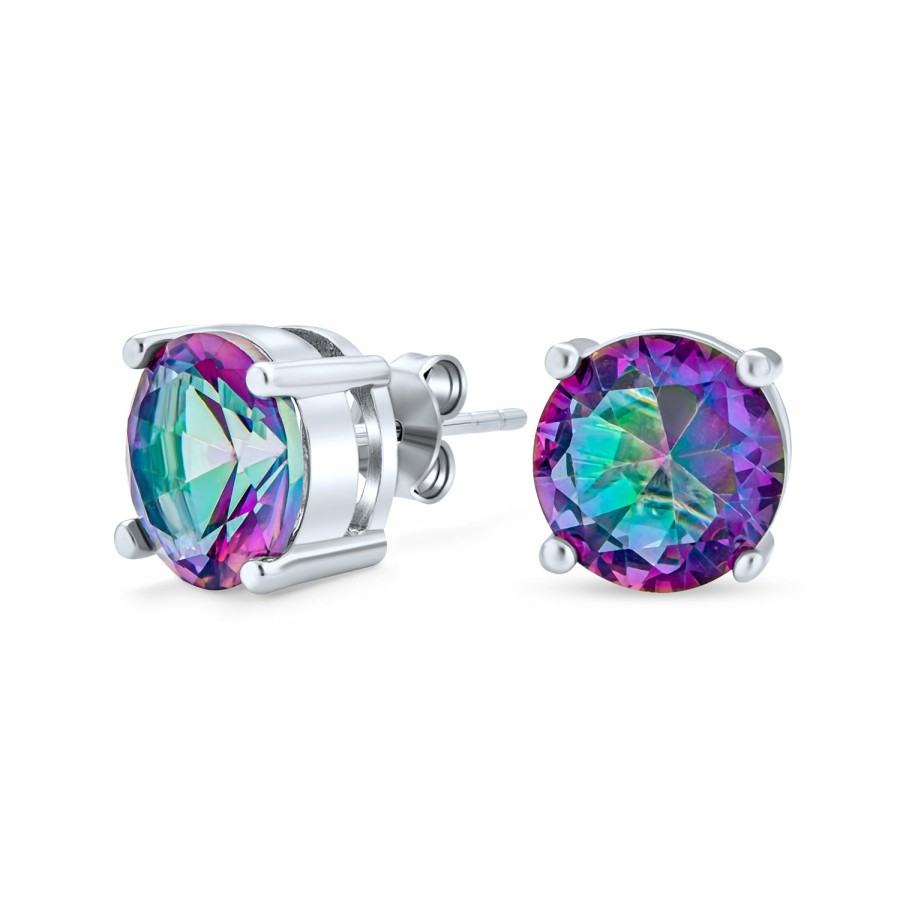 Shop Men Bling Jewelry Mens Earrings | Mystic Rainbow Color-Changing Solitaire Aaa Cz Stud Earrings 925 Sterling Silver