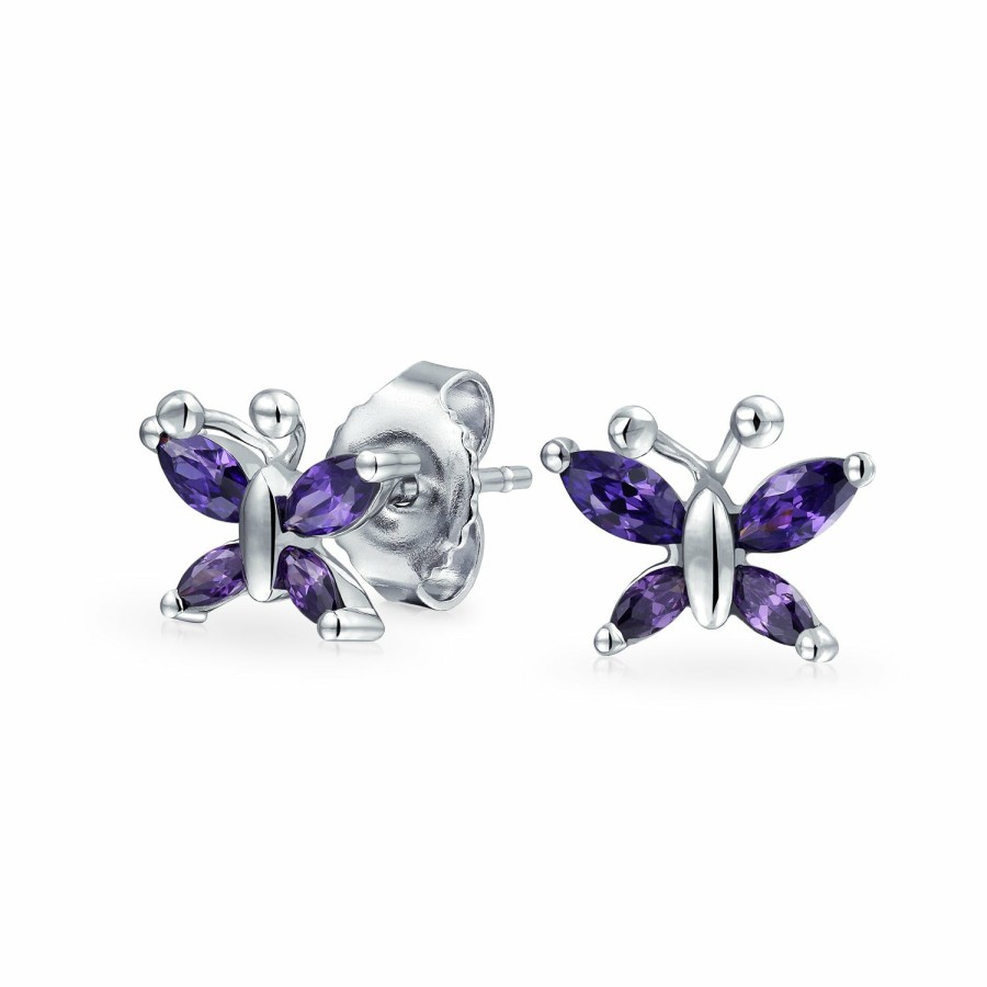 Shop Women Bling Jewelry Stud Earrings | Delicate 3D Garden Butterfly Dangling Stud Earrings Sterling