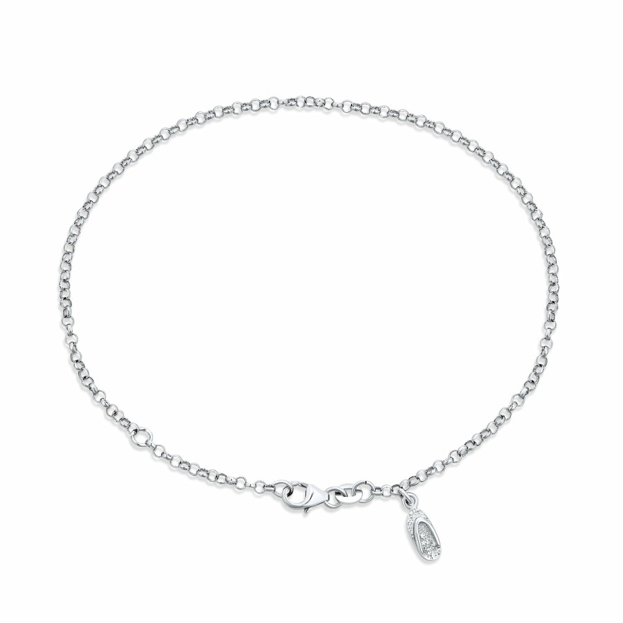 Shop Women Bling Jewelry Delicate Bracelets | Beach Flip Flop Nautical Dangle Charm Anklet .925 Sterling Silver