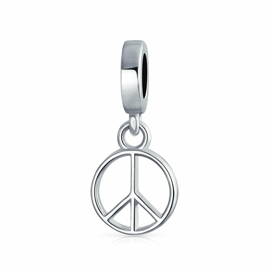 Shop Women Bling Jewelry Travel Charms Beads | World Peace Sign Love Hippie Bus Barrel Dangle Charm Bead .925