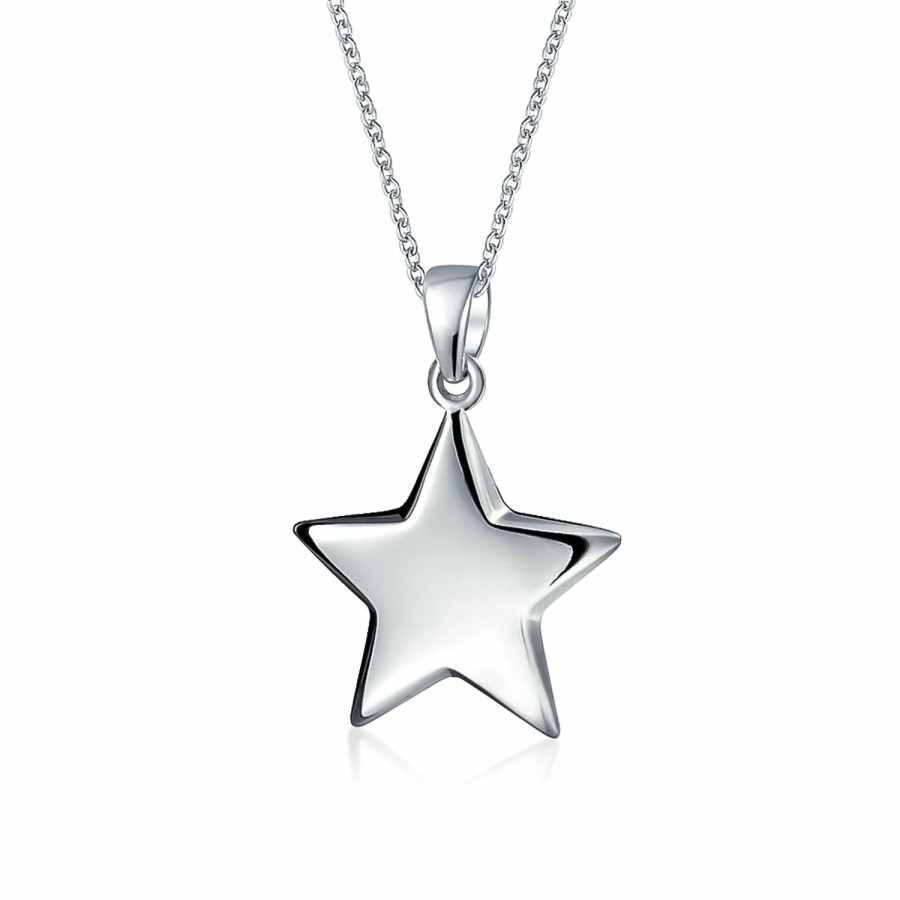 Shop Women Bling Jewelry Abc Initial | Vaxxed Patriotic Star Rock Star Charm Pendant Necklace Sterling Silver