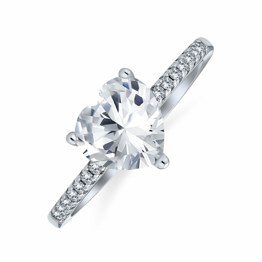 Shop Women Bling Jewelry Engagement Rings | 2.5Ct Heart Solitaire Aaa Cz Engagement Ring .925Sterling Silver