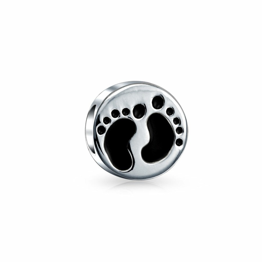 Shop Women Bling Jewelry Unique Charms | Feet Footprints Family New Mother Child Charm Bead Sterling Silver