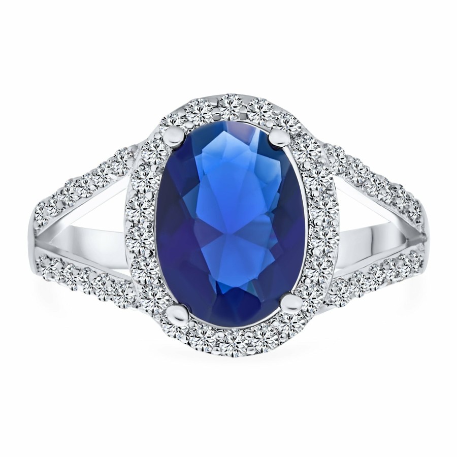 Shop Women Bling Jewelry Statement Cocktail Rings | 7-10Ct Aaa Cz Simulated Sapphire Solitaire Engagement Ring