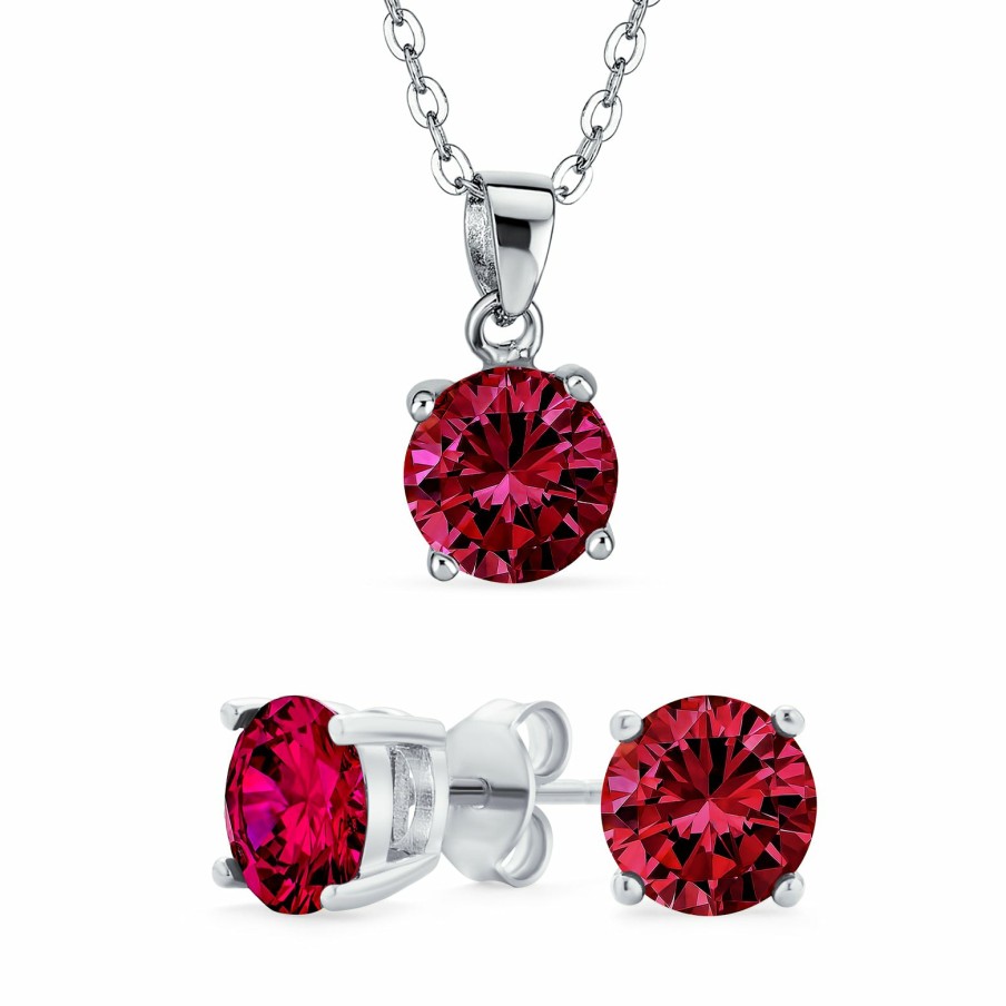 Shop Women Bling Jewelry Jewelry Sets | 2Ct Aaa Cz Round Solitaire Pendant Stud Earrings Imitation Gemstones