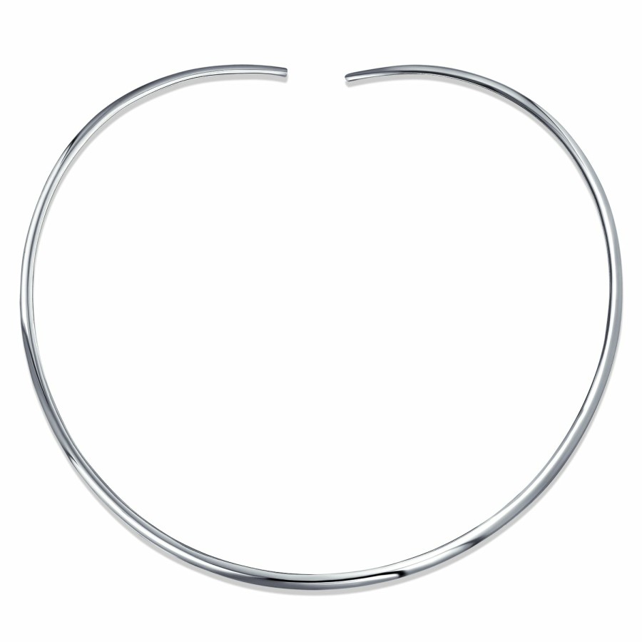 Shop Women Bling Jewelry Choker Necklaces | Classic Simple Slider Choker Collar Necklace Silver Sterling 2,3,8Mm