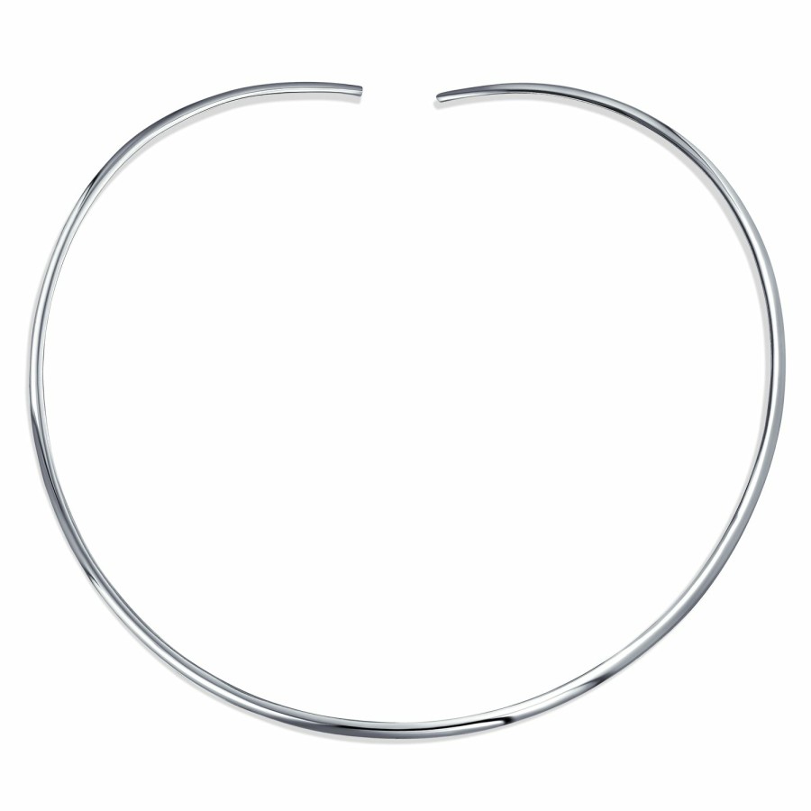 Shop Women Bling Jewelry Choker Necklaces | Classic Simple Slider Choker Collar Necklace Silver Sterling 2,3,8Mm