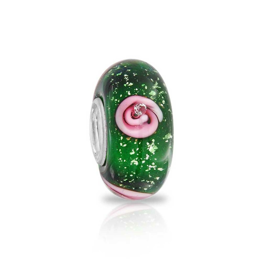 Shop Women Bling Jewelry Flower Beads | Floral Flower Murano Glass Bead Charm .925 Sterling Silver More Colors