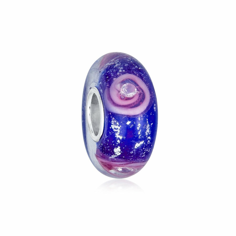 Shop Women Bling Jewelry Flower Beads | Floral Flower Murano Glass Bead Charm .925 Sterling Silver More Colors