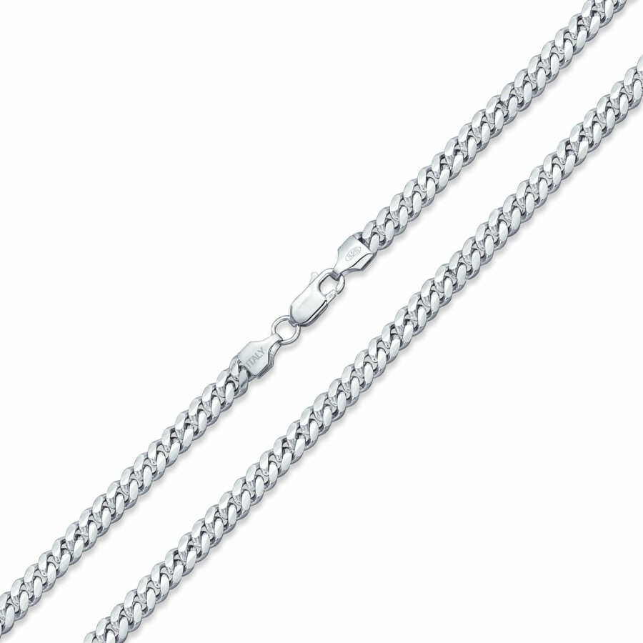 Shop Men Bling Jewelry Mens Necklace Chains | Solid Italy Miami Cuban Chain .925Sterling Silver Necklace 5Mm 18-30"