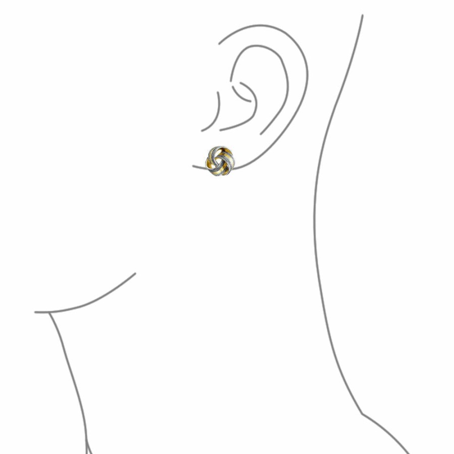 Shop Women Bling Jewelry Clip On Earrings | Twisted Cable Edge Knot Clip On Earring 2 Tone Black Gold Plated