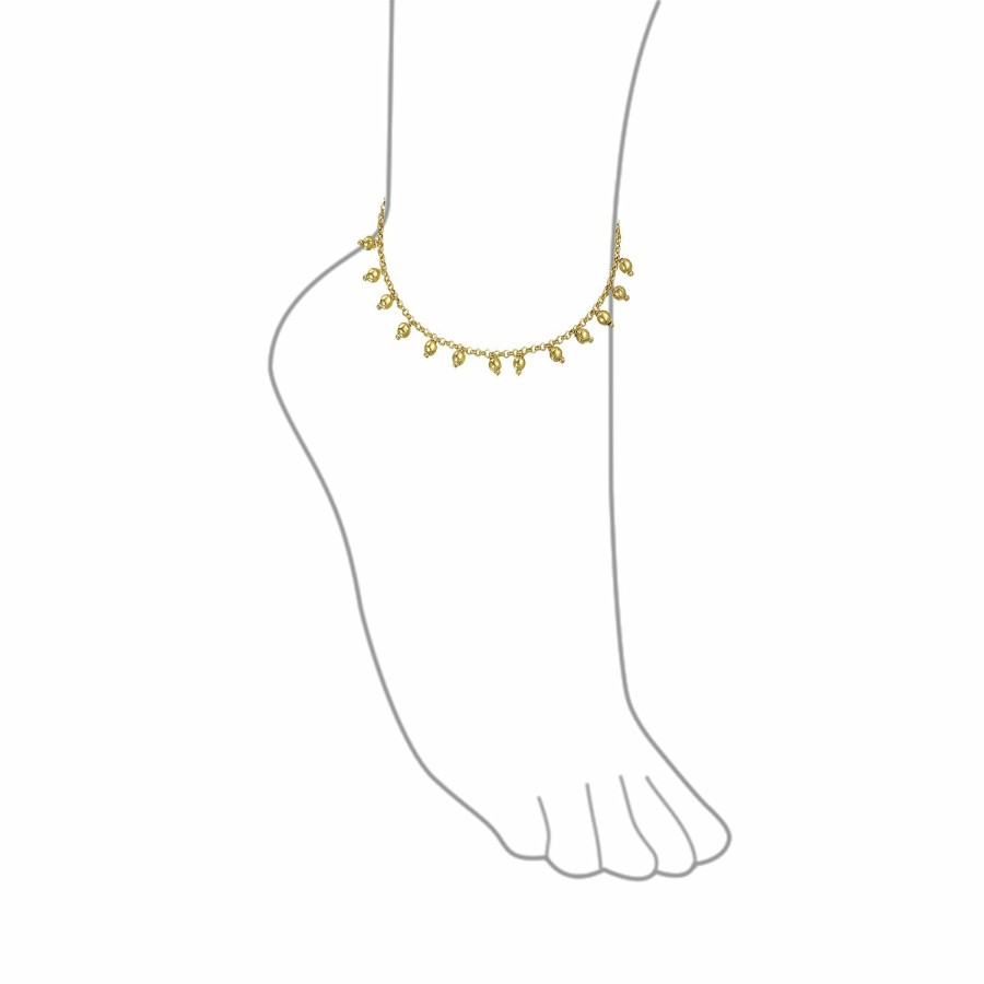 Shop Women Bling Jewelry Ankle Bracelets | Multi Dangle Bead Charm Anklet Ankle Bracelet Gold Plated 9.5 Inch