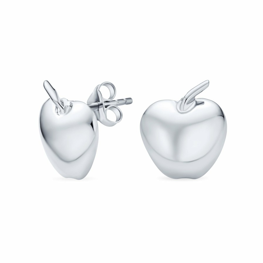 Shop Women Bling Jewelry | Fruit Teacher Pet Apple Of My Eye Stud Earrings .925 Sterling