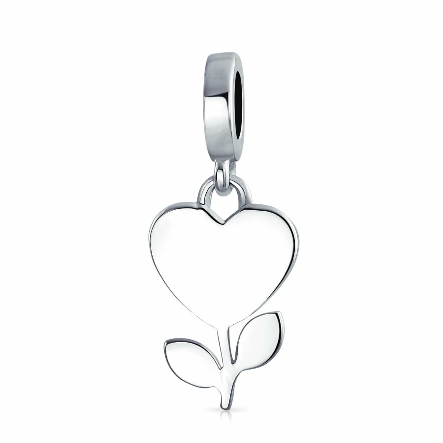 Shop Women Bling Jewelry Flower Beads | Love Grows Flower Plant Red Heart Dangle Charm Bead Sterling Silver