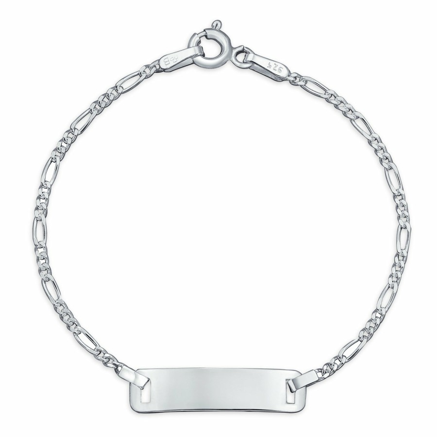 Shop Women Bling Jewelry | Dainty Virgin Mary Id Bracelet Figaro Or Curb Chain Sterling Wrist 6,7"