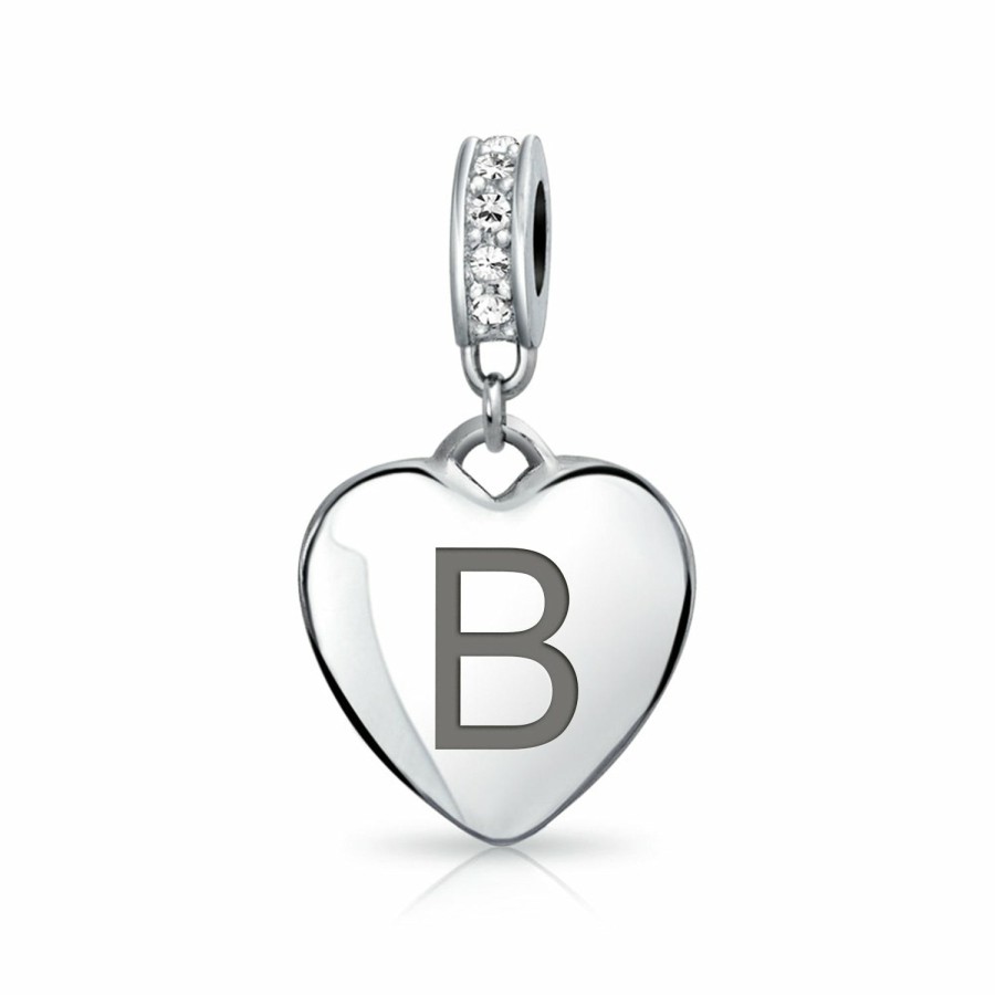 Shop Women Bling Jewelry Alphabet Beads | Heart Dangle Bead Charm Crystal Month April Sterling Harm