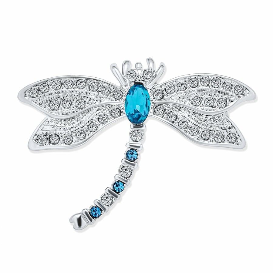 Shop Women Bling Jewelry Pins & Brooches | Garden Butterfly Dragonfly Brooch Pin Cz Blue Imitation Sapphire