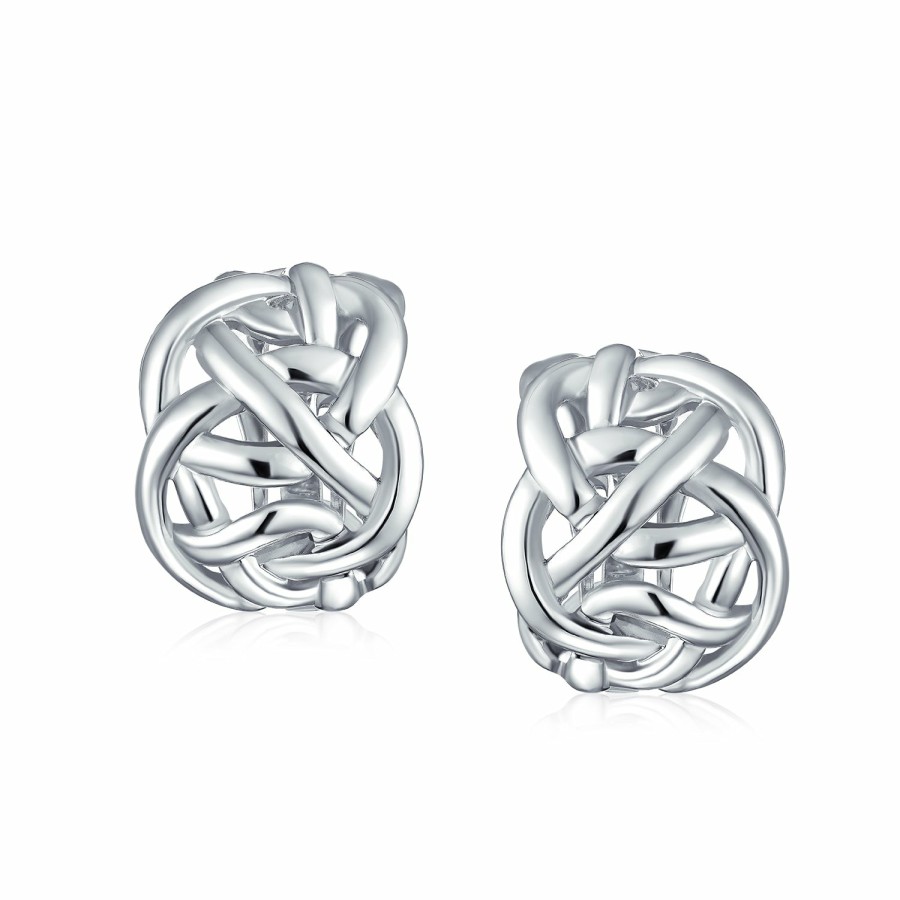 Shop Women Bling Jewelry Clip On Earrings | Criss Cross Celtic Knot Hoop Clip On Earrings Ears Gold Plated Silver