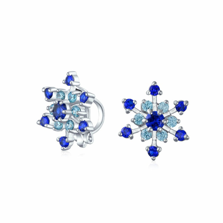 Shop Women Bling Jewelry Clip On Earrings | Christmas Cz Blue Aqua Star Snowflake Stud Earrings Pierced & Clip On