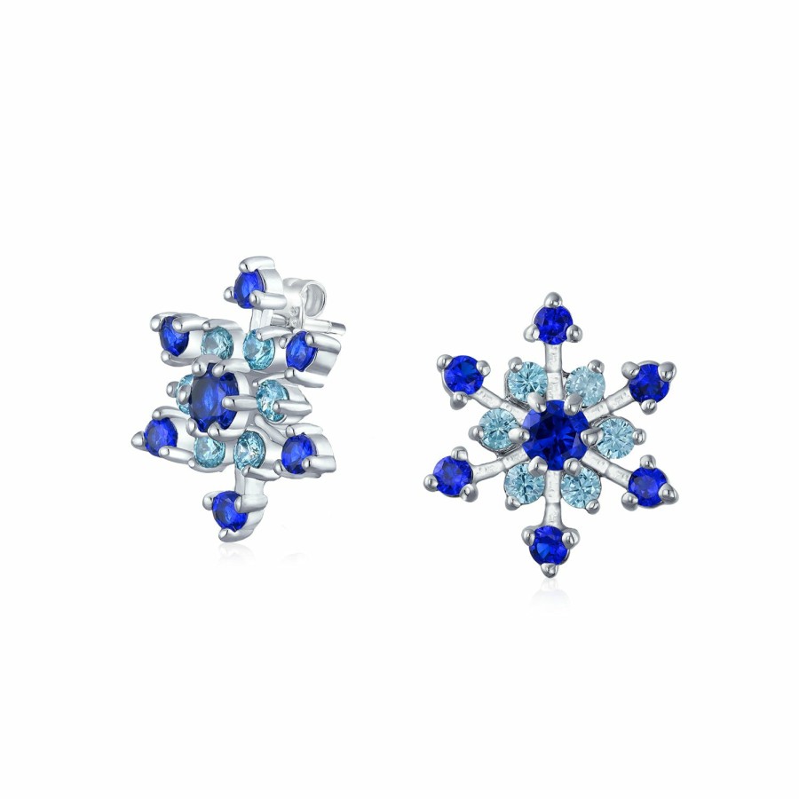 Shop Women Bling Jewelry Clip On Earrings | Christmas Cz Blue Aqua Star Snowflake Stud Earrings Pierced & Clip On