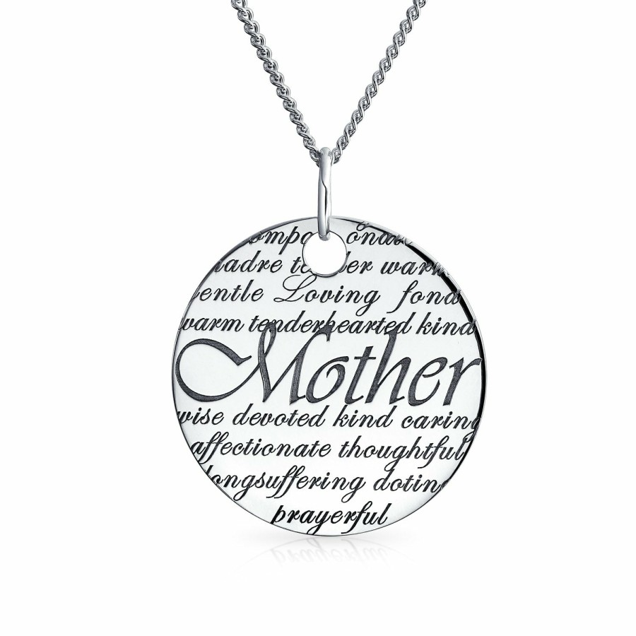 Shop Women Bling Jewelry Pendant Necklaces | Mothers Day Gift Personalize Word Quote 2Pc Disc Pendant Necklace